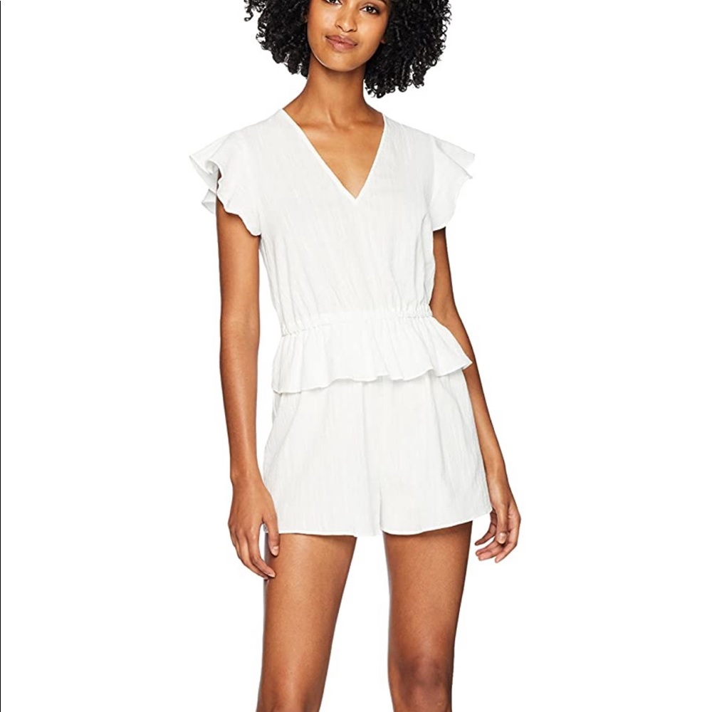 White Ruffle Sleeve Romper
